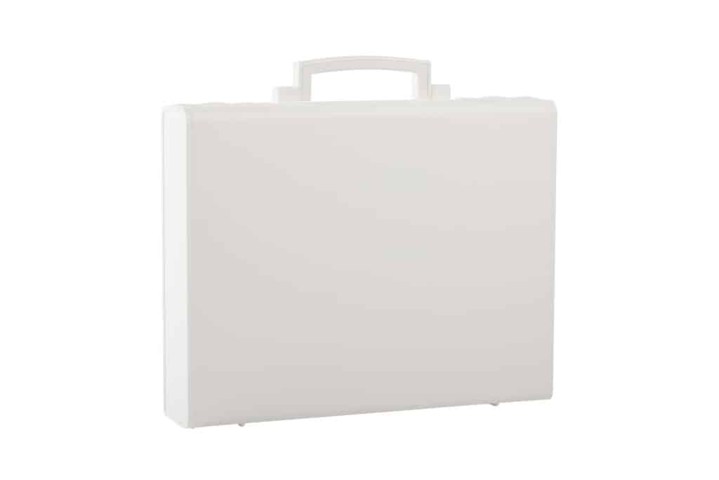 Briefcase and document case in injection moulded rigid plastic